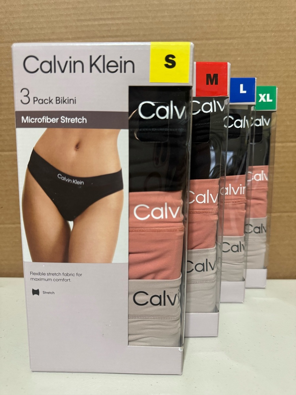 NEW Calvin Klein Women’s Bikini Underwear Microfiber Stretch 3 Pack S,M,L,XL